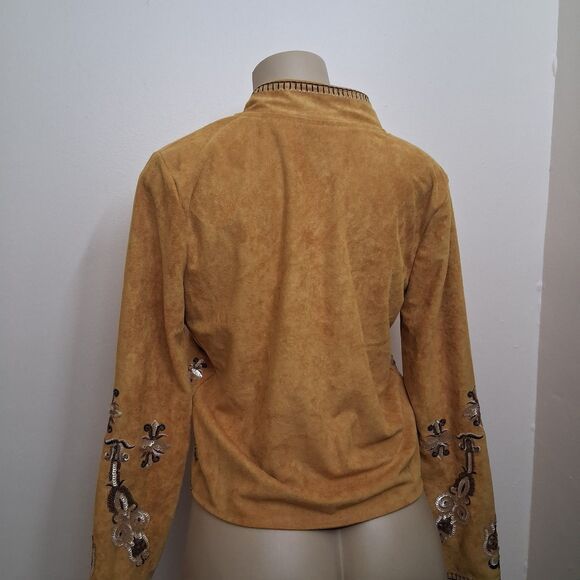 Faux Suede Jacket S Boho Sequin Western Festival Trendy By MISSKOO - Picture 5 of 11